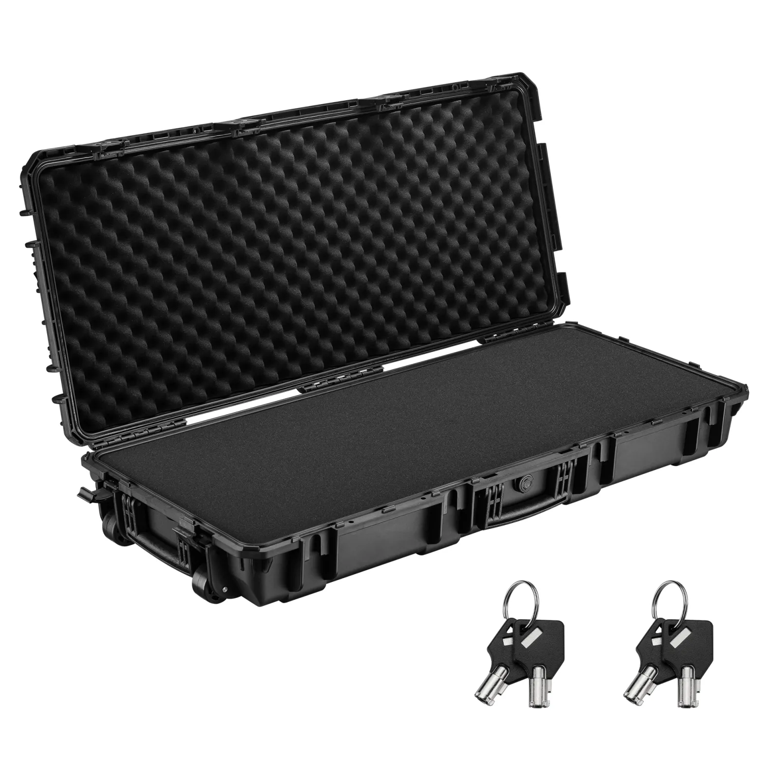 Wiltec Waffenkoffer 1060 x 466 x 173 mm für Langwaffen, Gewehrkoffer mit Schaumstoffpolsterung für sicheren Transport, Langwaffenkoffer mit Rollen und Tragegriff