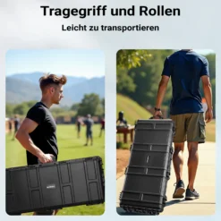 Wiltec Waffenkoffer 1060 x 466 x 173 mm für Langwaffen, Gewehrkoffer mit Schaumstoffpolsterung für sicheren Transport, Langwaffenkoffer mit Rollen und Tragegriff
