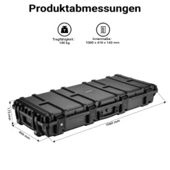 Wiltec Waffenkoffer 1060 x 466 x 173 mm für Langwaffen, Gewehrkoffer mit Schaumstoffpolsterung für sicheren Transport, Langwaffenkoffer mit Rollen und Tragegriff