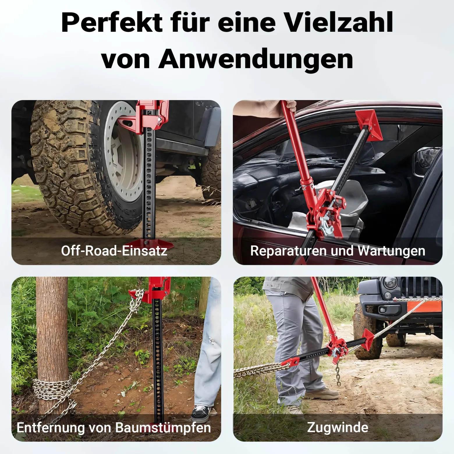 Wiltec 48‘‘ Wagenheber bis 3000 kg und max. 105 cm Hubhöhe, Offroad Farm Jack, Stockwinde für Geländewagen, SUV und ATV, Allzweckheber aus Stahl