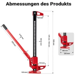 Wiltec 36‘‘ Wagenheber bis 3000 kg und max. 76 cm Hubhöhe, Offroad Farm Jack, Stockwinde für Geländewagen, SUV und ATV, Allzweckheber aus Stahl