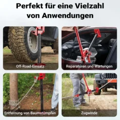Wiltec 60‘‘ Wagenheber bis 3000 kg und max. 135 cm Hubhöhe, Offroad Farm Jack, Stockwinde für Geländewagen, SUV und ATV, Allzweckheber aus Stahl