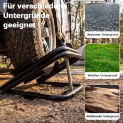 Wiltec Wagenheber für Wohnmobil bis 1360 kg, Nivellierer Wohnwagen 14“-15“ Reifen, robuster Ausgleichskeil Stahl, Auffahrkeil inkl. Schraubenschlüssel