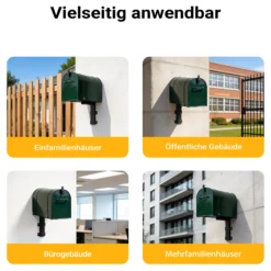 Wiltec Wandhalterung schwarz 50 x 120 x 250 mm für US Mailbox, amerikanischer Briefkasten mit Fahne, Standbriefkasten Wandhalter Stahl amerikanisches Design