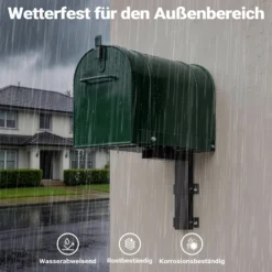 Wiltec Wandhalterung schwarz 50 x 120 x 250 mm für US Mailbox, amerikanischer Briefkasten mit Fahne, Standbriefkasten Wandhalter Stahl amerikanisches Design