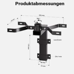 Wiltec Wandhalterung schwarz 50 x 120 x 250 mm für US Mailbox, amerikanischer Briefkasten mit Fahne, Standbriefkasten Wandhalter Stahl amerikanisches Design
