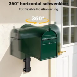 Wiltec Wandhalterung schwarz 50 x 120 x 250 mm für US Mailbox, amerikanischer Briefkasten mit Fahne, Standbriefkasten Wandhalter Stahl amerikanisches Design