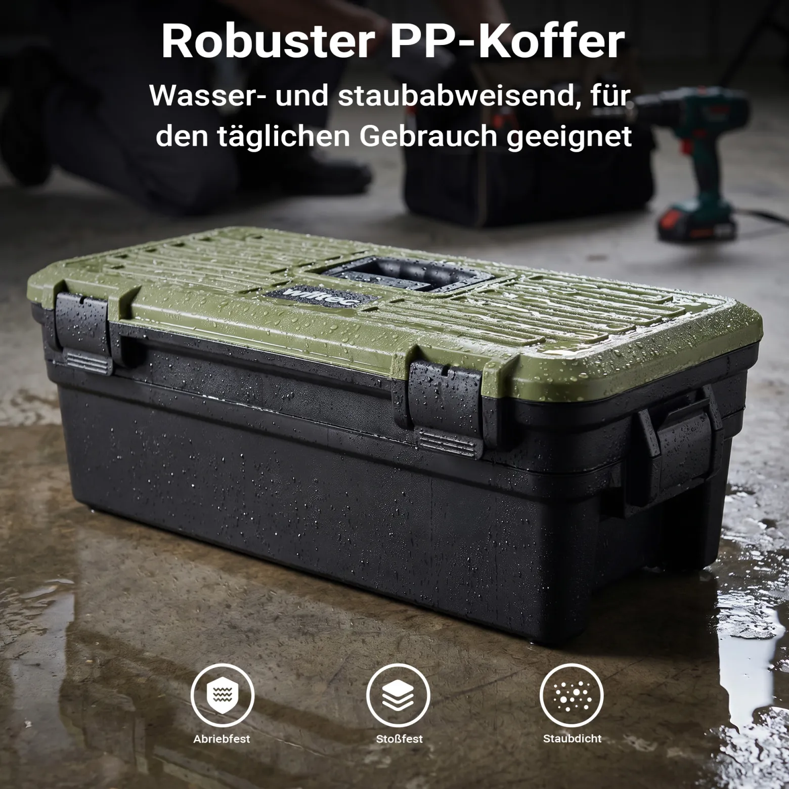 Wiltec Wartungskoffer für Waffen leer 643 x 299 x 210 mm aus Polypropylen, zweiteilige Reinigungsbox mit Gewehrhalterungen, Waffenkoffer für Waffenreinigung