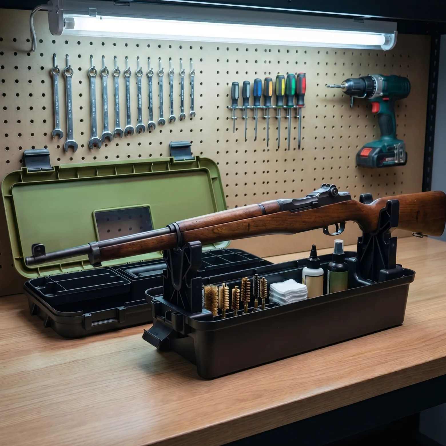 Wiltec Wartungskoffer für Waffen leer 643 x 299 x 210 mm aus Polypropylen, zweiteilige Reinigungsbox mit Gewehrhalterungen, Waffenkoffer für Waffenreinigung