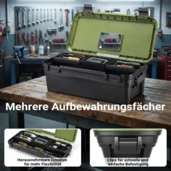 Wiltec Wartungskoffer für Waffen leer 643 x 299 x 210 mm aus Polypropylen, zweiteilige Reinigungsbox mit Gewehrhalterungen, Waffenkoffer für Waffenreinigung