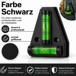 Wiltec Wasserwaage magnetisch Kreuzwasserwaage mit 2 Libellen, Magnetwasserwaage für Wohnmobil, Haushalt und Bau, kompakte Mini Wasserwaage aus ABS mit Magnetrückseite
