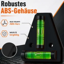 Wiltec Wasserwaage magnetisch 4 Stück Kreuzwasserwaage aus ABS mit Magnetrückseite mit je 2 Libellen, Magnetwasserwaage für Wohnmobil, Haushalt und Bau