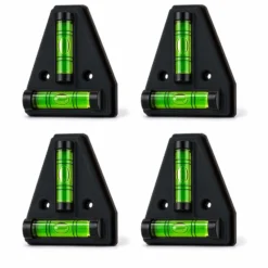 Wiltec Wasserwaage magnetisch 4 Stück Kreuzwasserwaage aus ABS mit Magnetrückseite mit je 2 Libellen, Magnetwasserwaage für Wohnmobil, Haushalt und Bau