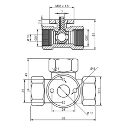 Wiltec 3-Wege Zonenventil DN20 26,9 mm (3/4