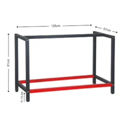 Wiltec Werkbank Gestell 125 x 57 x 81 cm aus Stahl, Werkbankgestell in Anthrazit Rot, Tischgestell max. 200 kg als Werkbank, Arbeitstisch & Sideboard