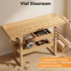 Wiltec Werkbank 151 x 61,5 x 86 cm aus Holz, Werktisch aus Rubberwood, Hobelbank bis 150 kg belastbar, Werkzeugbank mit Schublade und Spannzangen