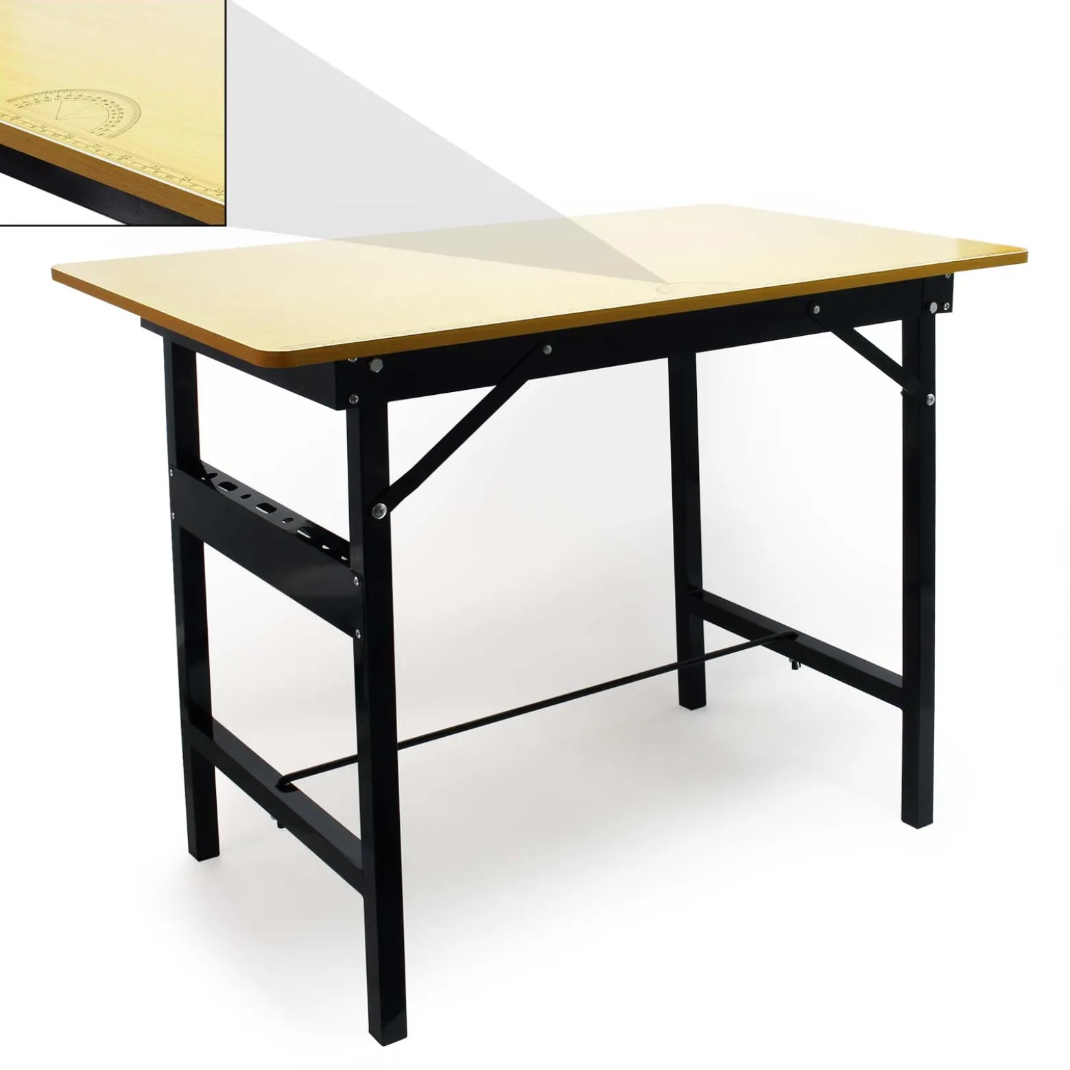 Wiltec Werkbank 100 x 60 x 76 cm klappbar, Werktisch faltbar, linierter Arbeitstisch bis 150 kg belastbar, Werkstatteinrichtung aus Stahl und Holz