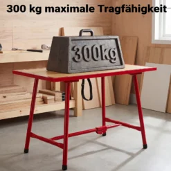 Wiltec Werkbank 120 x 62,5 x 83 cm klappbar, Werktisch faltbar, klappbarer Arbeitstisch bis 300 kg belastbar, Werkstatteinrichtung aus Stahl und Holz