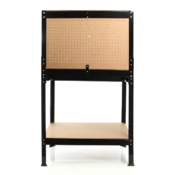 Wiltec Werkbank 800 x 500 x 1400 mm mit Lochwand, Werkzeugbank mit Stahlrahmen, Arbeitstisch mit Arbeitsplatte aus MDF, Hobelbank mit Aufhängehaken