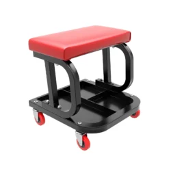 Wiltec Werkstatthocker mit Ablagefläche 37,5x36x38,5cm mit Rollen Werkstattwagen Werkzeugwagen Werkstatt-Rollsitz Werkstattsitz fahrbar