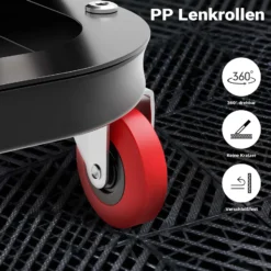 Wiltec Werkstatthocker mit Ablagefläche 37,5x36x38,5cm mit Rollen Werkstattwagen Werkzeugwagen Werkstatt-Rollsitz Werkstattsitz fahrbar