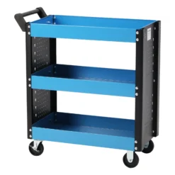 Wiltec Werkstattwagen mit 3 Etagen, 150 kg, 83x38x90 cm, Handgriff, Kunststoffreifen, Bremsen, Ablageflächen mit erhöhtem Rand, Werkzeugwagen, Rollwagen