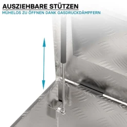 Wiltec Werkzeugbox Alu 124x37x38 cm Silberfarbene Transportbox, Werkzeugkiste inkl. Schlüssel, Alubox und Staukasten mit Handgriffen, großzügige Deichselbox
