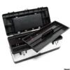 Wiltec Werkzeugkasten 59x28x25,5 cm aus Edelstahl, Universal Werkzeugkoffer mit Kunststoff-Rahmen, Werkzeugträger und Handgriff, Profi-Werkzeugkiste