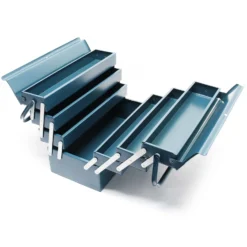 Wiltec Werkzeugkiste 420x200x250mm aus Stahl mit 7 Fächern, beständiger Werkzeugkasten mit Handgriff, Werkzeugbox