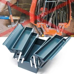 Wiltec Werkzeugkiste 530x200x200mm aus Stahl mit 5 Fächern, beständiger Werkzeugkasten mit Handgriff, Werkzeugbox