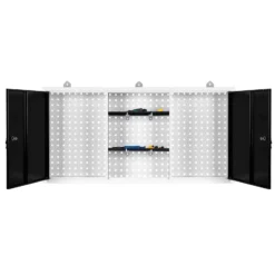 Wiltec Werkzeugschrank aus Stahl grau 60x120x19cm Werkstattschrank für Werkzeug und Geräte, abschließbar mit Lochwand Hängeschrank Werkstatteinrichtung