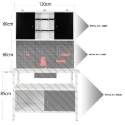 Wiltec Werkzeugschrank aus Stahl grau 60x120x19cm Werkstattschrank für Werkzeug und Geräte, abschließbar mit Lochwand Hängeschrank Werkstatteinrichtung