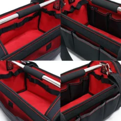 Wiltec Werkzeugtasche Größe L 33x18,5x25 cm, Werkzeugbeutel mit verstellbarem Schultergurt und Tragegriff, Innen- und Außenfächer, Aufbewahrungstasche