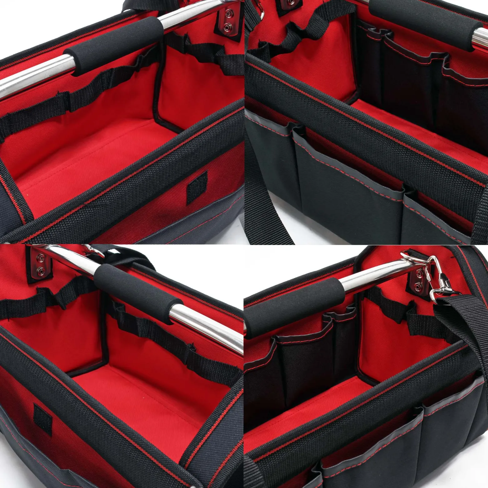 Wiltec Werkzeugtasche Größe L 33x18,5x25 cm, Werkzeugbeutel mit verstellbarem Schultergurt und Tragegriff, Innen- und Außenfächer, Aufbewahrungstasche