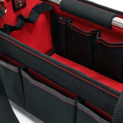 Wiltec Werkzeugtasche Größe L 33x18,5x25 cm, Werkzeugbeutel mit verstellbarem Schultergurt und Tragegriff, Innen- und Außenfächer, Aufbewahrungstasche