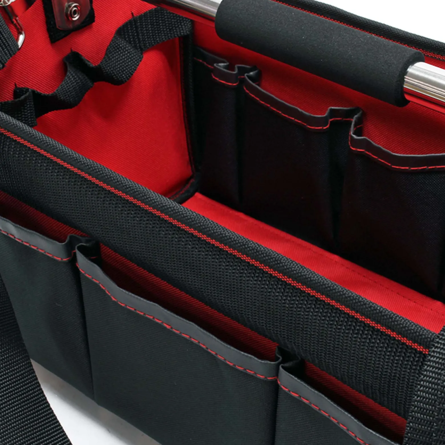 Wiltec Werkzeugtasche Größe L 33x18,5x25 cm, Werkzeugbeutel mit verstellbarem Schultergurt und Tragegriff, Innen- und Außenfächer, Aufbewahrungstasche