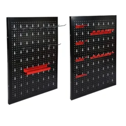 Wiltec Werkzeugwand 120x60cm aus 3 Lochplatten mit 17 Haken zur hängenden Aufbewahrung von Werkzeugen Werkstatteinrichtung Werkzeughalter Lochwand