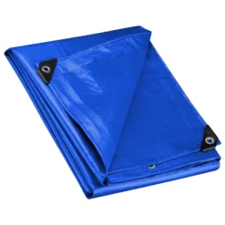Wiltec wetterfeste Abdeckplane blau, wasserfeste Plane mit Ösen 5 x 4 m, PE Plane 240 g/m², UV-resistente Gartenplane, robuste Schutzplane