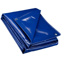 Wiltec wetterfeste Abdeckplane blau, wasserfeste Plane mit Ösen 5 x 7 m, Polyester Plane 650 g/m², UV-resistente Gartenplane, robuste Schutzplane mit PVC Beschichtung