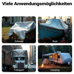 Wiltec wetterfeste Abdeckplane grün grau, wasserfeste Plane mit Ösen 7 x 6 m, PE Plane 120 g/m², UV-resistente Gartenplane, robuste Schutzplane