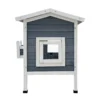Wiltec Wetterfestes Katzenhaus 73,5 x 48 x 104,5 cm aus Holz, Katzenhütte Outdoor, Lodge Katzenhöhle mit Terrasse und Fluchttür