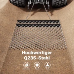 Wiltec Wiesenegge 155 x 123,5 cm mit Kettennetz, Schleppegge für Rasentraktor, ATV und UTV, Wiesenschleppe zur Bodenbearbeitung und Bodenbegradigung