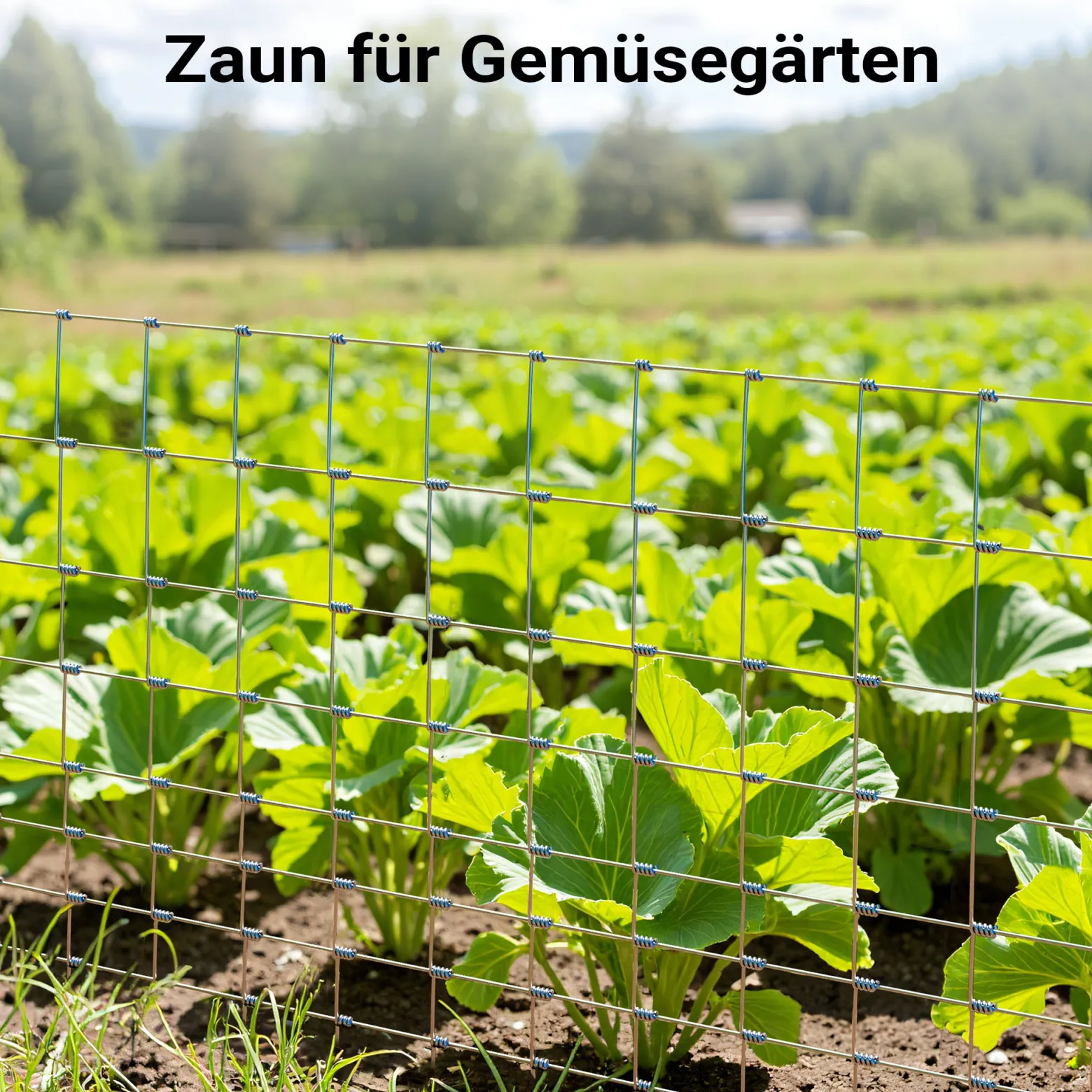 Wiltec Wildzaun 100/08/15 50 m lang, 100 cm hoch, 8 Drahtreihen, 15 cm Maschenbreite, Weidezaun aus Knotengeflecht, Drahtzaun z. B. für Forst- und Landwirtschaft