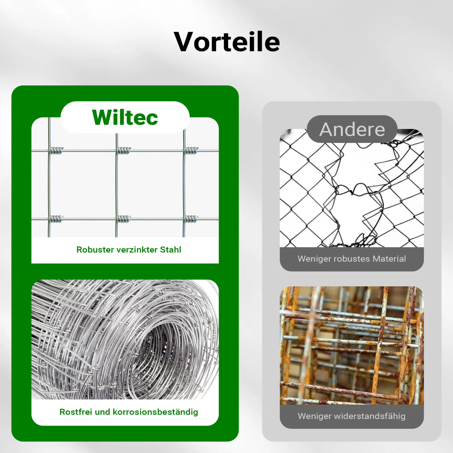 Wiltec Wildzaun 125/13/15 50 m lang, 125 cm hoch, 13 Drahtreihen, 15 cm Maschenbreite, Weidezaun aus Knotengeflecht, Drahtzaun z. B. für Forst- und Landwirtschaft