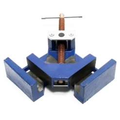Wiltec Winkelschraubstock 90° mit 100 mm Backenbreite 60 mm Spanntiefe, Winkelzwinge aus Gusseisen, Schraubstock, Gehrungszwinge