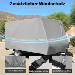 Wiltec Wohnwagen Schutzhülle Größe M 520 x 225 x 220 cm Plane, Abdeckplane für Caravan und Wohnmobil, Wohnwagenplane aus PP, Schutzhaube Abdeckung