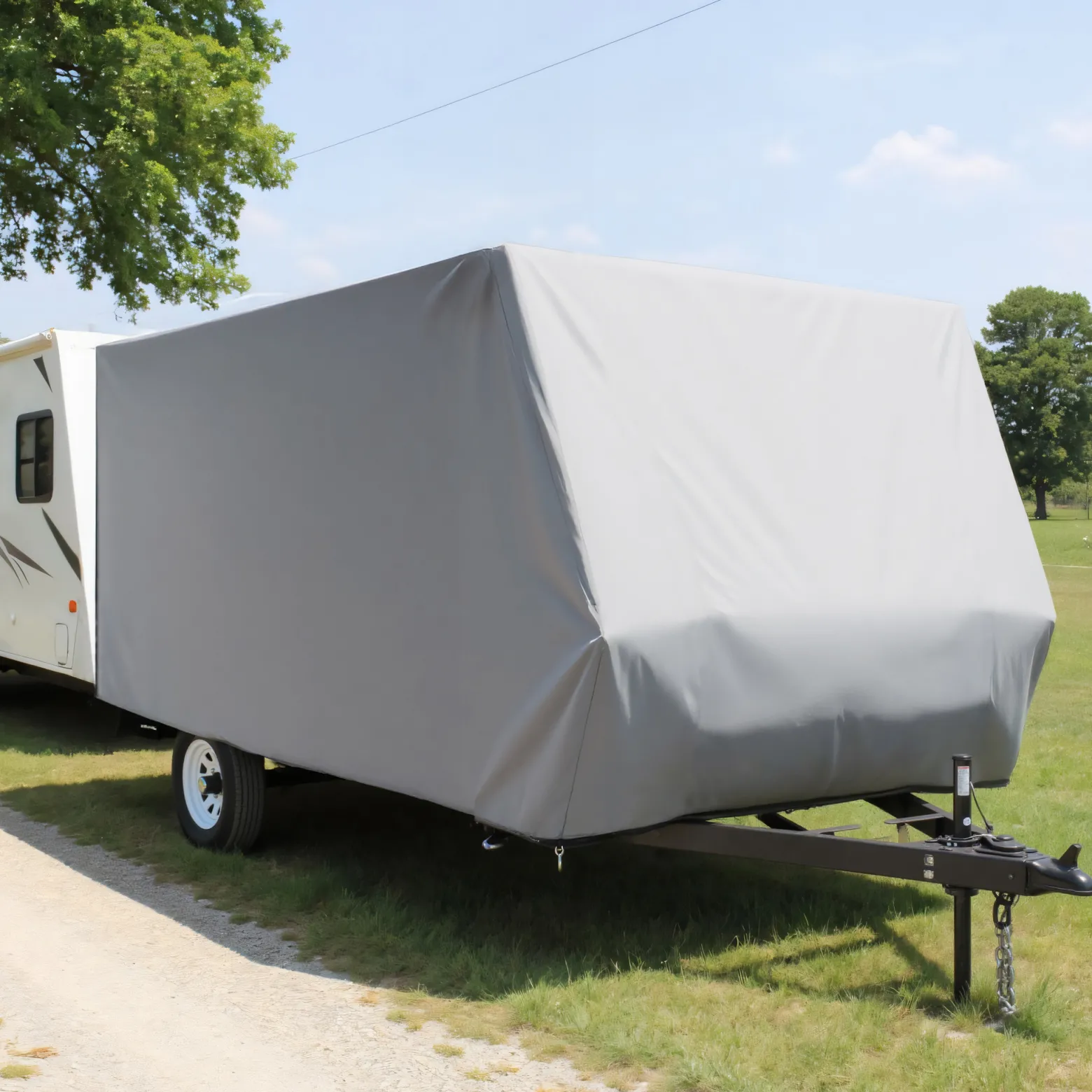 Wiltec Wohnwagen Schutzhülle Größe M 520 x 225 x 220 cm Plane, Abdeckplane für Caravan und Wohnmobil, Wohnwagenplane aus PP, Schutzhaube Abdeckung