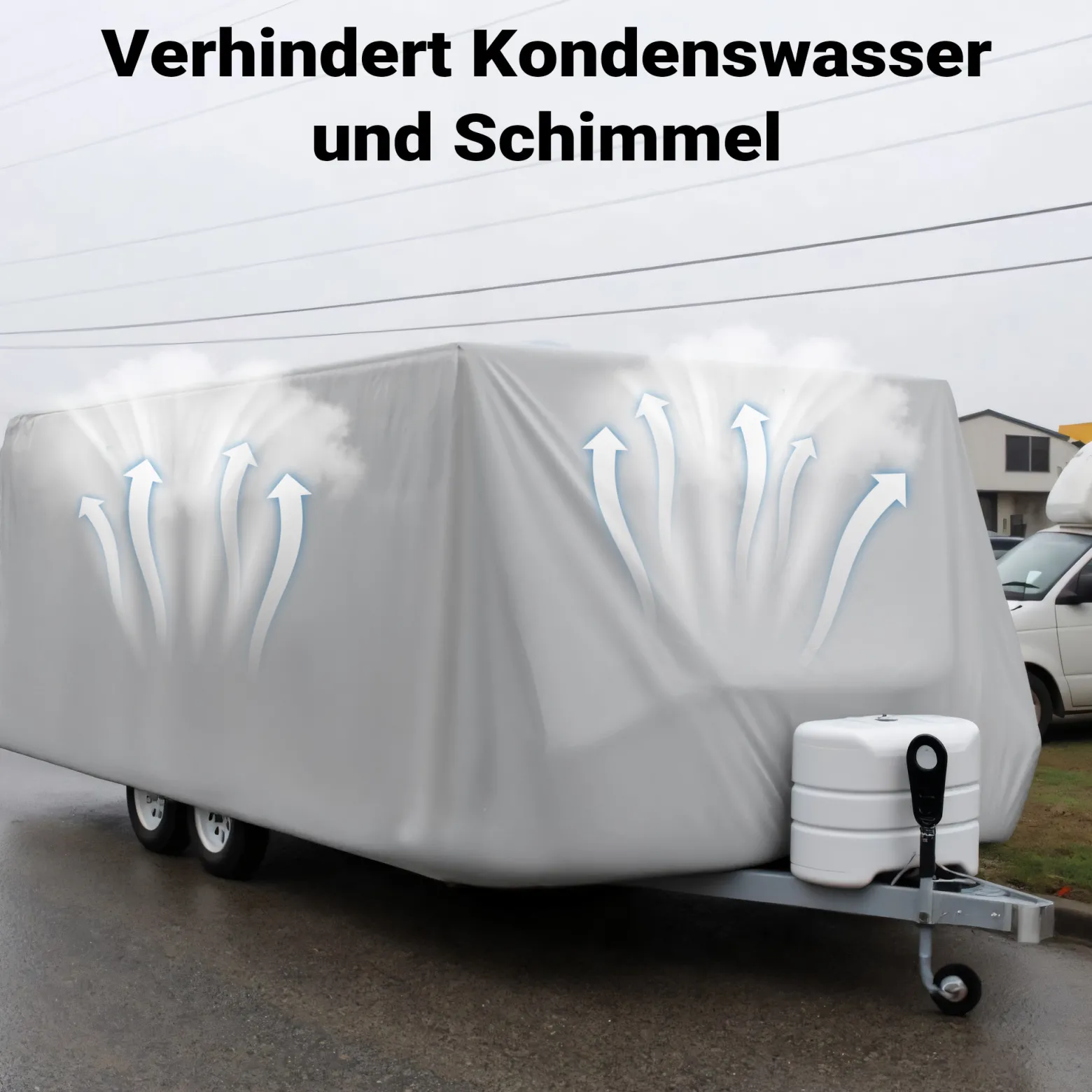 Wiltec Wohnwagen Schutzhülle Größe M 520 x 225 x 220 cm Plane, Abdeckplane für Caravan und Wohnmobil, Wohnwagenplane aus PP, Schutzhaube Abdeckung