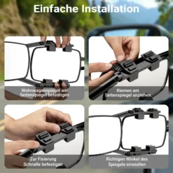 Wiltec Wohnwagenspiegel 2 Stück universal Außenspiegel 2er Set für Wohnwagen und Caravan mit Gummiriemen, drehbar und zusammenklappbar