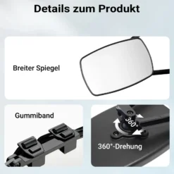 Wiltec Wohnwagenspiegel 2 Stück universal Außenspiegel 2er Set für Wohnwagen und Caravan mit Gummiriemen, drehbar und zusammenklappbar